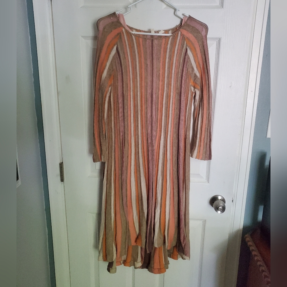 Anthropologie Moth Nora Striped Swing Textured Sweater Midi Dress